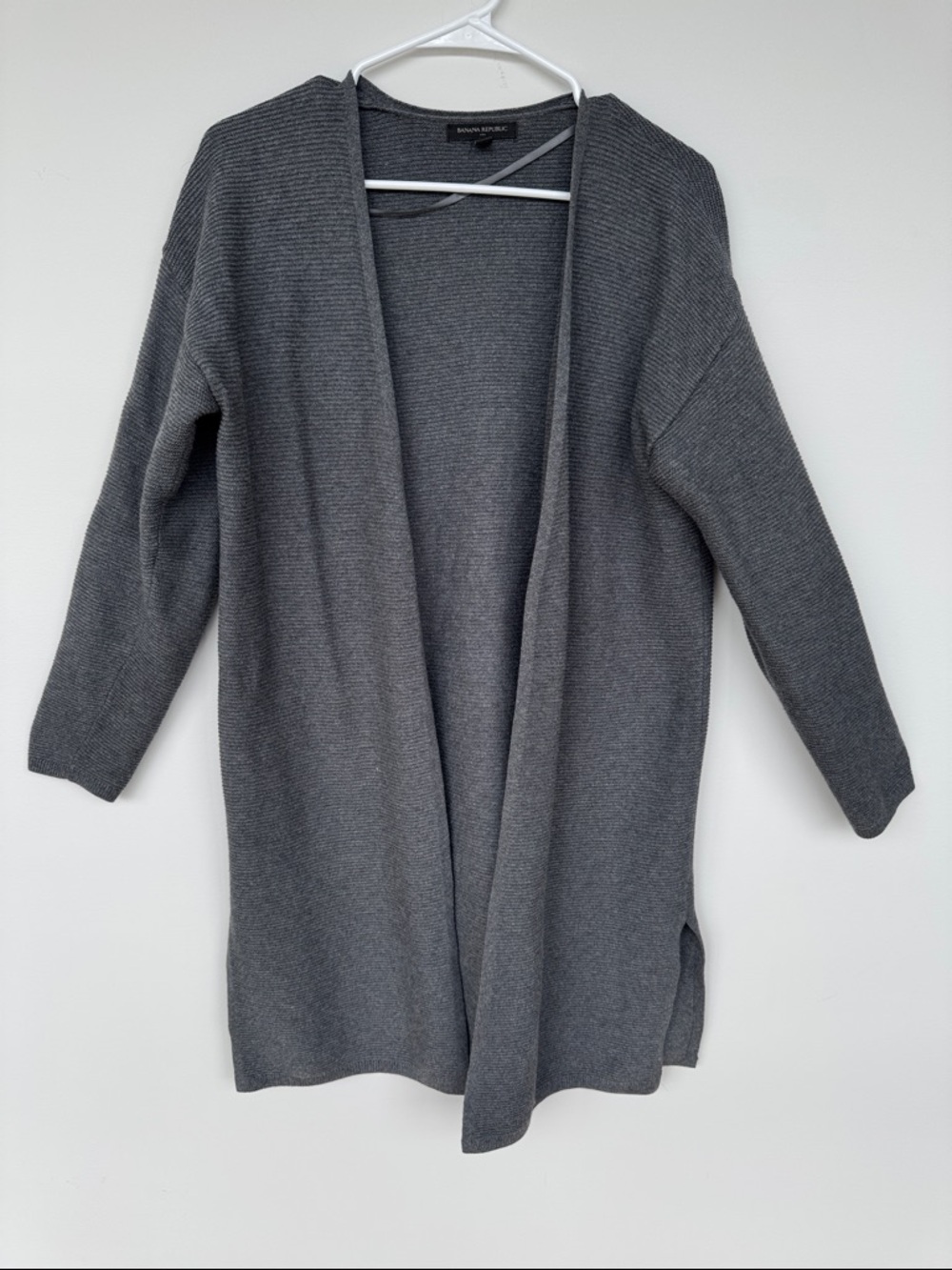 Banana Republic Open-Front Long Gray Cardigan